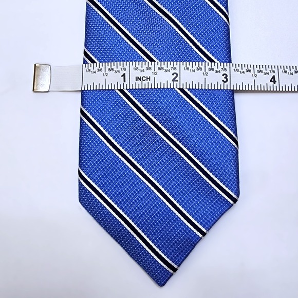 Jos A Bank Reserve Mens 100% Silk Necktie Blue Stripe 3" x 62 - Picture 4 of 9